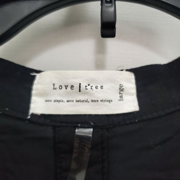 Love Tree Juniors Black Lightweight Double Button Roll Tab Sleeve Hi Low Top M/L - Picture 6 of 10